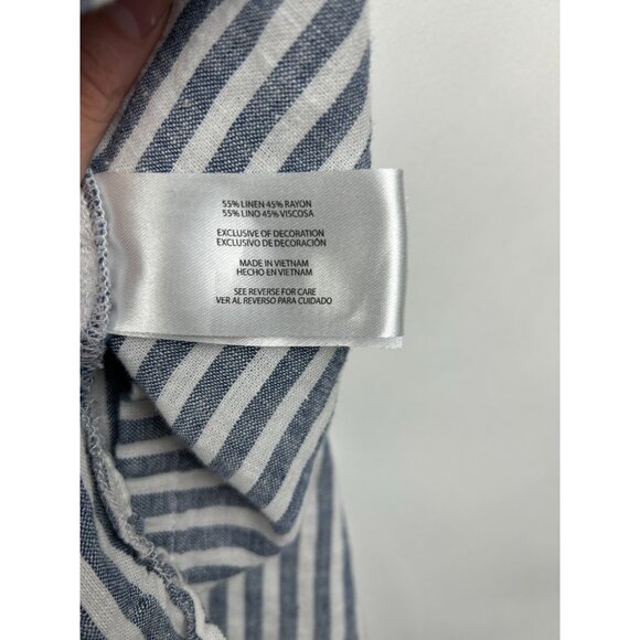 Orvis Women's Button-Up Short Sleeves Linen Blend Shirt, Blue Strip XXL - Picture 7 of 12